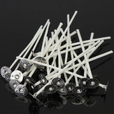 100 piezas de 10 cm de mechas de vela de cera con soportes metálicos