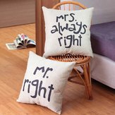Г-н Правильный, миссис Всегда Правильная, творческая подпись наволочки из хлопка и льна для кровати, дивана или автомобиля