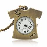 DEFFRUN Винтаж Бронзовая симпатичная футболка Дизайн Ожерелье карманные часы