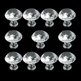 10 peças de gaveta vidro de cristal liga de zinco lidar com maçanetas