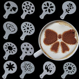12 Pcs Plastic Latte Mold Cappuccino Coffee Decorating Tool Latte Art Coffee Stencils 
