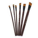 6pcs brun pinceaux pointe de nylon pour les fournitures art artiste