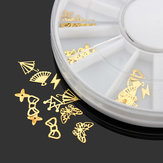 Metal del oro 3d arte de uñas bricolaje rueda de la decoración etiqueta