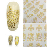 108Pcs Altın Gül Çiçekler Tırnak Art Manicures Çıkartmalar Desen