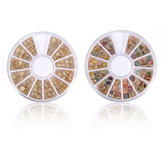 3D Multi-color Pearl Rhinestone Metal Nail Art Decoration Wheel