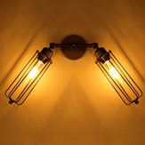 Επιτοίχιο Φως Vintage 2 Κεφαλών Loft Κλουβί Σιδερένιο Στυλ Edison
