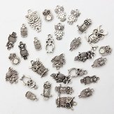 30pcs Mixed Vintage Tibetan Silver Owl Necklace Pendant Charm DIY