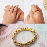 Weinlese Gold überzogene Rhinestone Blumen Finger Ring Schmucksache Frauen