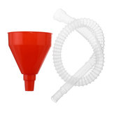 Motorcycle Funnel w/ Soft Pipe Pour Fuel Oil Petrol Vehicle Car Van Red Plastic