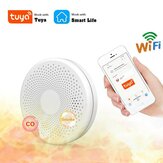 2 w 1 Wersja Funkcja WiFi Tuya i Smart Life Czujnik dymu i czujnik dwutlenku węgla Co Detektor dymu Dźwięk alarmowy przeciwpożarowy