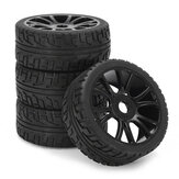Rimorchio & pneumatici HSP 1: 8 della ruota del mozzo di 4PCS 17mm nero del pneumatico di gomma dell'automobile RC della strada
