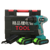 48V Cordless Power Drill Double Speed Electric Screwdriver W/ 1 or 2 Li-ion Battery