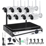 Hiseeu 10-дюймовый дисплейер 8CH 1200P беспроводная система видеонаблюдения NVR IP-камеры IR-CUT Bullet Домашняя система безопасности CCTV Kit