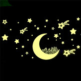 Adesivos luminosos de lua e estrela que brilham no escuro, adesivo de parede removível em vinil, decoração de quarto infantil