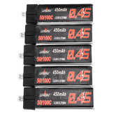 5 piezas URUAV 3.8V 450mAh 50 / 100C 1S HV 4.35V Lipo Batería PH2.0 para Happymodel Snapper7 Emax Tinyhawk