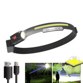 Bikight COB + XPE 350LM Smart Wave Sensor LED مصباح رأس بزاوية واسعة تصل إلى 270 درجة و 5 وضعيات إضاءة، يمكن إعادة شحنه عبر USB Type-C لركوب الدراجات والصيد والمغامرات في الهواء الطلق. XST-218.