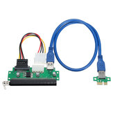 Adaptateur de carte PCI-E 1X vers 16X avec extension USB 3.0, adaptateur d'extension de carte graphique pour le minage avec câble d'alimentation SATA 15Pin vers 4Pin