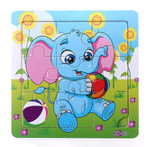 9 sztuk diy drewniane puzzle słoń zabawki układanki dziecko dzieci zabawki 