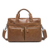 Männer echtes Leder Freizeit Business Handtasche Crossbody Tasche Multifunktionale Großkapazität Aktenkoffer