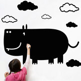 Çocuk Odası Için yaratıcı Karikatür Gergedan Siyahboard Duvar Çubuk DIY Duvar Çıkartmaları Duvar
