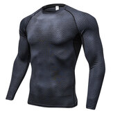 Men 3D Three-dimensional Printing Fitness Running Training Long-sleeved High-elasticty Quick Dry