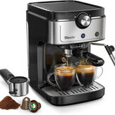 Sboly SY-265EA 1372W 2in1 Coffee Maker Adjustable Steam 19 Bar Pressure for High-Quality Extraction