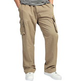 Pantalons occasionnels de poche multi de hommes pantalons de salopette en coton Plus pantalons de taille de cargaison