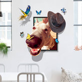 Miico Creative 3D Dog Wear Cap Bird Butterfly Frame PVC Removable Home Room Decorative Wall Floor Decor Sticker