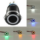 Interrupteur métallique à bouton-poussoir lumineux à LED, 19mm, 12V et 5 broches