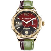TOMORO Brand TMR0214 Календарь Двойные цвета Кожаные мужские кварцевые повседневные стильные мужские наручные часы
