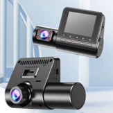 C50B 1080P 3-csatornás Dash Cam autó DVR infravörös éjszakai látással, 360 ° -ban forgatható lencsével, HD IPS kijelzővel és parkolási monitorral