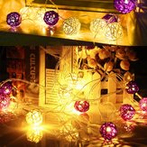 20 LED Rattan Ball String Light Home Garden Fairy Lamp Xmas Wedding Party Decor 
