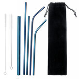 Taşınabilir Metal Pipet Seti 304 Paslanmaz Çelik Pipetler Temizleme Fırçaları Kılıf ile Yeniden Kullanılabilir Metal İçme Pipetleri