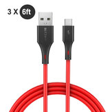 [Pack de 3] BlitzWolf® BW-MC14 Câble de données de chargement micro USB 6 pieds / 1,8 m pour ASUS ZenFone Max Pro-Red