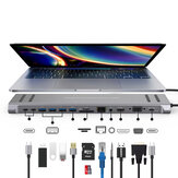 Docking Station Jaringan USB C 13 dalam 1 dengan VGA PD 3.0 USB-C RJ45 10/100Mbps Stand Laptop untuk MacBook iPad Surface pro