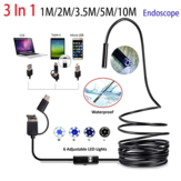 Endoscope caméra USB Type C 2M 7MM avec sonde mobile de contrôle endoscopique pour smartphone Android à utiliser dans les voitures