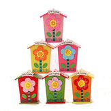 1 szt. Drewniany domek do oszczędzania pieniędzy z motywem kwiatowym, sercem, zwierzątkiem - prezent, nowe zabawki