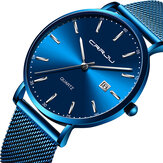 CRRJU 2161 Business Style Date Display Luxury Blue Dial Full Steel Strap Men Quartz Watch