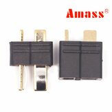 Amass AM-1015B Anti-Slip Zwart T Plug Connector Mannelijk & Vrouwelijk 1 Paar voor RC Lipo Batterij