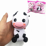 Petite vache moelleuse de 14 cm montant lentement avec emballage, fait partie de la collection d'animaux, jouet décoratif cadeau