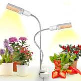 RELASSY フルスペクトラム イエロー ダブルヘッド グースネック メタルホース ステンレス製 C-クリップ LED 植物ランプ