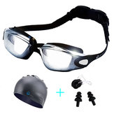 Férfi nők úszószemüvegek kalap füldugóval vízálló úszószemüvegek köd elleni szemüveg ruhában