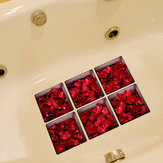 PAG 6pcs 13x13cm Rose Leaf Pattern 3D Anti Slip Waterproof Bathtub Sticker