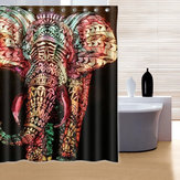 Cortina de ducha de poliéster impermeable con elefante colorido de 180x180cm para decoración de baño con 12 ganchos
