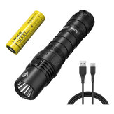 NITECORE MH12S SST40 1800 High Lumens Tactical Flashlight Suit with NL2150 5000mAh 21700 Battery USB Cable, Type-C Rechargeable Quick Charge Quite Operate LED Hunting Torch