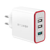 BlitzWolf® BW-PL2 30W 3-Port USB Charger QC3.0 Quick Charge Wall Charger EU Plug Adapter For iPhone 13 13 Pro Max SE 2020 Xiaomi Huawei