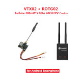Eachine VTX02 + ROTG02 FPV Combo 5.8G 40CH 200mW Diversity Transmisor de audio Receptor Juego negro para teléfono Android No original