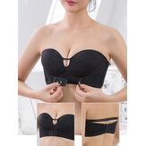 Wireless Front Closure Solid Color Seamless Beauty Comfort Bandeau Strapless Bras