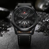 NAVIFORCE NF9124 Men Watch  Leather Strap Simple Dial Male Quartz Wrist Watch