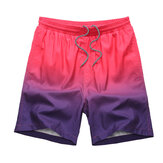Praia Natação Esportes Casual Impressão Respirável Secagem Rápida Gradiente Board Shorts para Homens